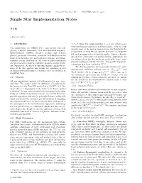 Single Star Implementation Notes