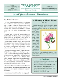 2016 Late Summer Newsletter