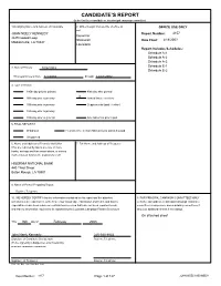 Candidate's Report