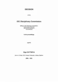 DECISION IOC Disciplinary Commission