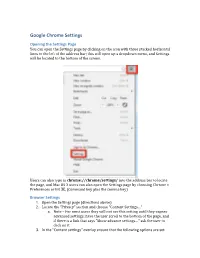 Google Chrome Settings