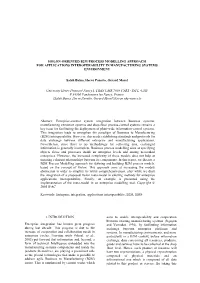 Holon-Oriented B2m Process Modelling Approach for Applications Interoperability in Manufacturing Systems Environment