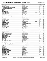 LIVE BAND KARAOKE Song List