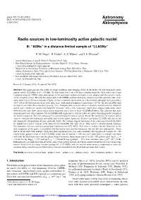 Radio Sources in Low-Luminosity Active Galactic Nuclei