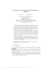 A Framework for Iterative Hash Functions — HAIFA*