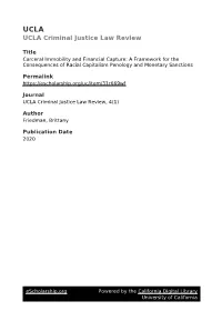 A Framework for the Consequences of Racial Capitalism Penology and Monetary Sanctions