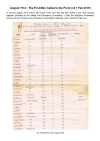 August 1914 - the First Men Called to the Front (V2 1 Feb 2019)