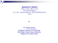 Behavior Therapy Was Given by Skinner and Lindsley