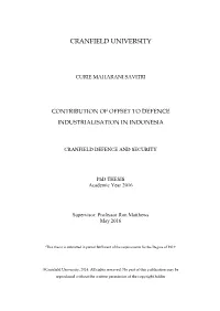Contribution of Offset to Defence Industrialisation in Indonesia