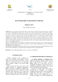 Data Erasure on Magnetic Storage