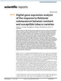 Digital Gene Expression Analysis of the Response to Ralstonia