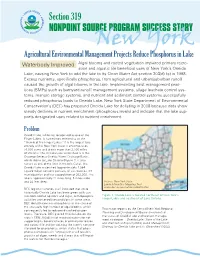 Oneida Lake, Causing New York to Add the Lake to Its Clean Water Act Section 303(D) List in 1998