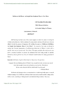 Deliberate Self Harm: an Insight Into Stephenie Meyer's New Moon
