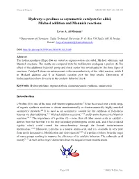 Hydroxy-L-Prolines As Asymmetric Catalysts for Aldol, Michael Addition and Mannich Reactions