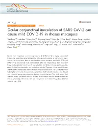 Ocular Conjunctival Inoculation of SARS-Cov-2 Can Cause Mild COVID-19 in Rhesus Macaques