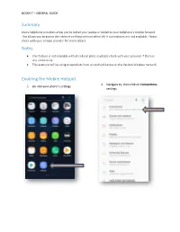 Summary Notes Enabling the Mobile Hotspot