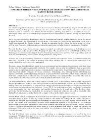 Towards Criteria for Flood Release Operations on the Inter-State Maputo River System