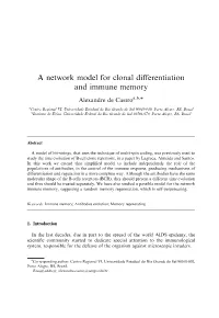 A Network Model for Clonal Differentiation and Immune Memory