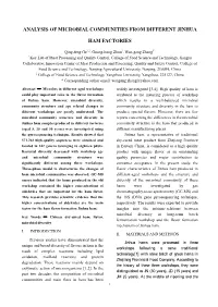 Analysis of Microbial Communities from Different Jinhua Ham Factories