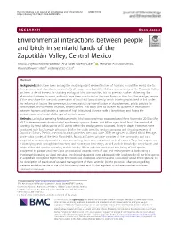 Environmental Interactions Between People and Birds in Semiarid Lands