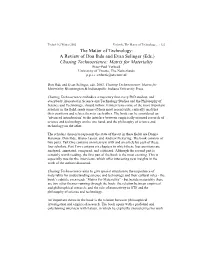 The Matter of Technology: a Review of Don Ihde and Evan Selinger (Eds.) Chasing Technoscience: Matrix for Materiality