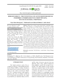 The Potential of Avitourism Reserves for Bird Conservation in Curup Tenang, South Sumatera, Indonesia