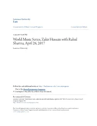World Music Series, Zakir Hussain with Rahul Sharma, April 26, 2017 Lawrence University
