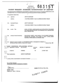 68 3 1 5"! Patent Request: Standard Patent/Patent of Addition