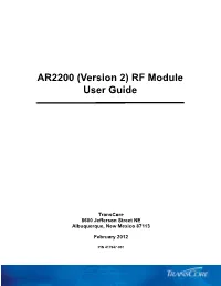 AR2200 (Version 2) RF Module User Guide