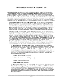 Descendancy Narrative of Mr Zachariah Lowe