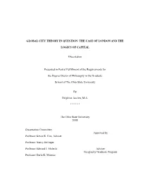 Global City Theory in Question: the Case of London and the Logics of Capital