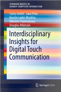 Interdisciplinary Insights for Digital Touch Communication Human–Computer Interaction Series