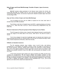 Liquor Licensure; HB 2137