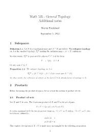 Math 535 - General Topology Additional Notes