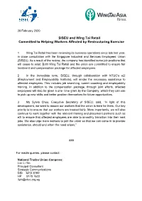 SISEU and Wing Tai Retail Committed to Helping Workers Affected by Restructuring Exercise