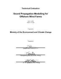Sound Propagation Modelling for Offshore Wind Farms
