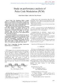 Study on Performance Analysis of Pulse Code Modulation (PCM)