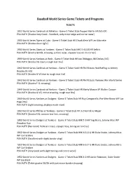 Baseball World Series Game Tickets and Programs