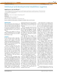 Intellectual and Developmental Disabilities: Eugenics