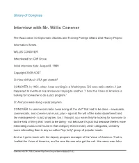 Interview with Mr. Willis Conover