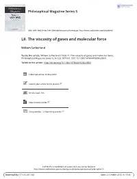 LII. the Viscosity of Gases and Molecular Force