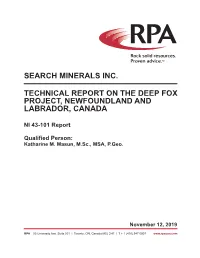 Search Minerals Inc. Technical Report on the Deep Fox Project