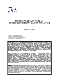 Underwater Image-Based 3D Reconstruction with Quality Estimation