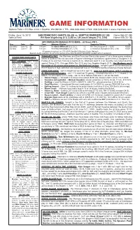 Mariners Game Notes • Friday • June 15, 2012 • Vs