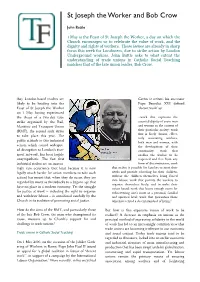 St Joseph the Worker and Bob Crow