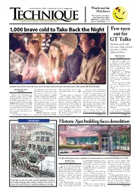 1,000 Brave Cold to Take Back the Night Few Turn out for GT Talks Students at the Talk Pose More Than a Dozen Questions to SGA, Administration