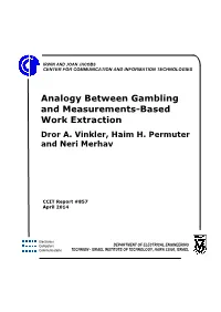Analogy Between Gambling and Measurements-Based Work Extraction