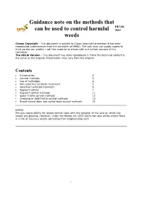 Guidance Note on the Methods That Can Be Used to Control