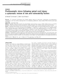 Posttraumatic Stress Following Spinal Cord Injury: a Systematic Review of Risk and Vulnerability Factors