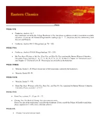 2018-19 Eastern Classics Reading List, St. John's College